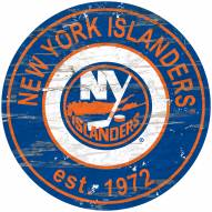 New York Islanders Distressed Round Sign