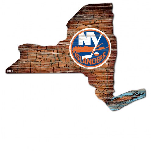 New York Islanders Distressed State with Logo Sign