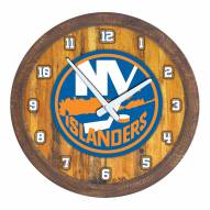 New York Islanders "Faux" Barrel Top Wall Clock