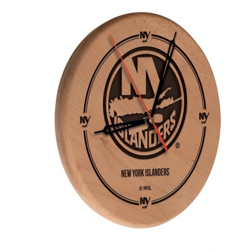 New York Islanders Laser Engraved Wood Clock