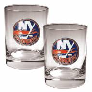 New York Islanders NHL Rocks Glass - Set of 2
