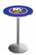 New York Islanders Stainless Steel Bar Table with Round Base