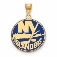 New York Islanders Sterling Silver Gold Plated Large Enameled Pendant