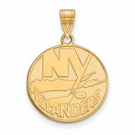 New York Islanders Sterling Silver Gold Plated Large Pendant