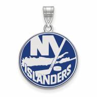 New York Islanders Sterling Silver Large Enameled Pendant