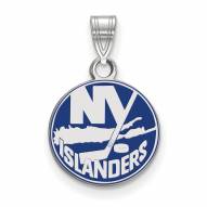 New York Islanders Sterling Silver Small Enamel Pendant