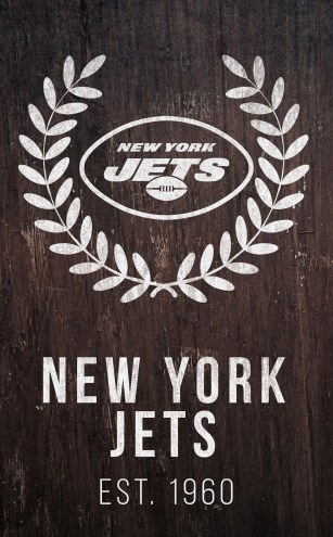 New York Jets 11&quot; x 19&quot; Laurel Wreath Sign