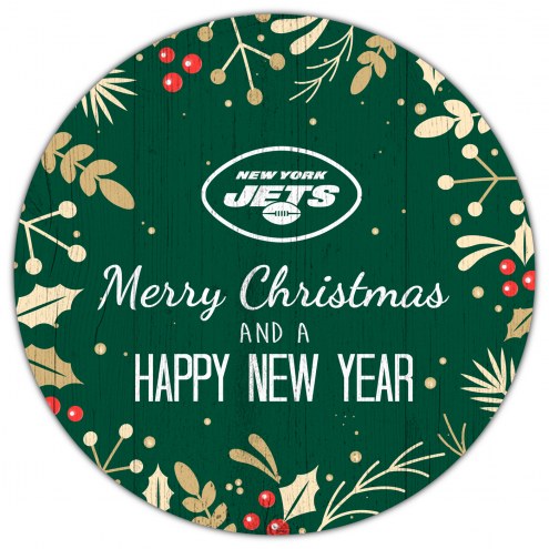 New York Jets 12&quot; Merry Christmas & Happy New Year Sign