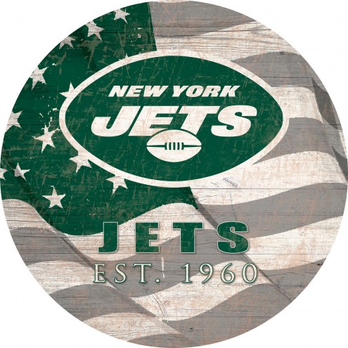 New York Jets 12&quot; Team Color Flag Circle Sign