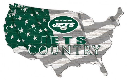 New York Jets 15&quot; USA Flag Cutout Sign