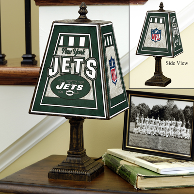 New York Jets Art Glass Table Lamp