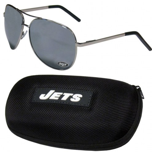 New York Jets Aviator Sunglasses and Zippered Carrying Case