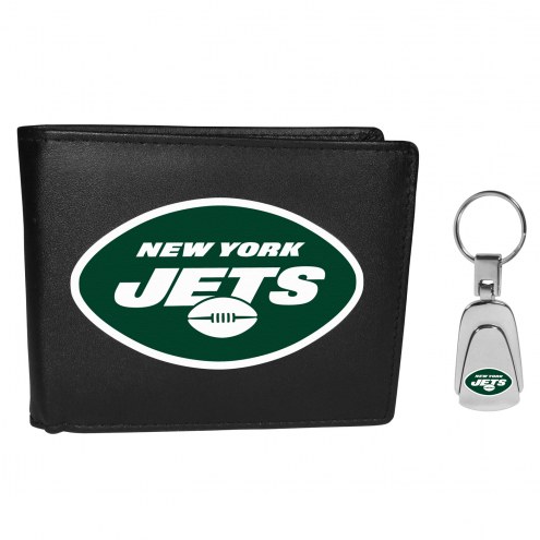 New York Jets Bi-fold Wallet & Steel Key Chain