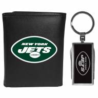 New York Jets Black Tri-fold Wallet & Multitool Key Chain