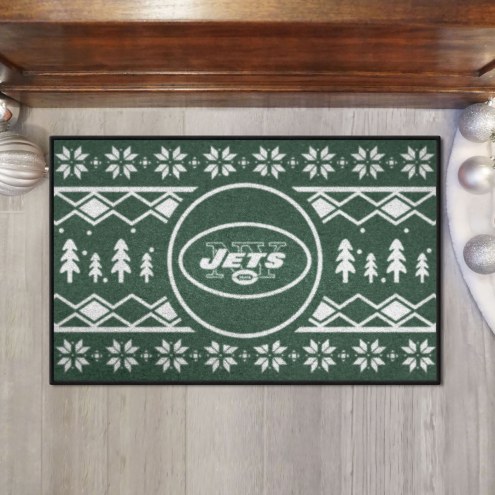 New York Jets Christmas Sweater Starter Rug