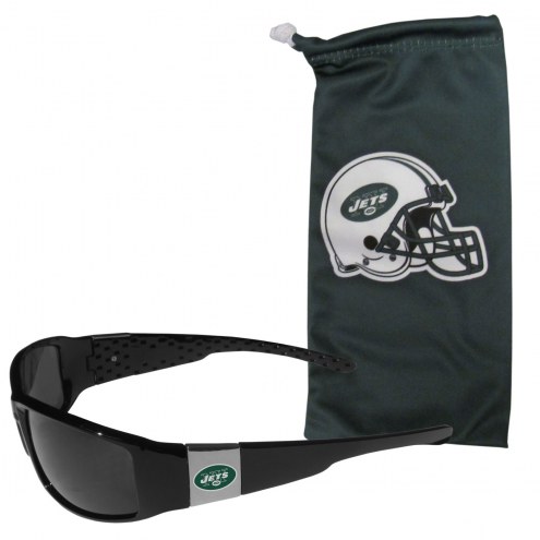 New York Jets Chrome Wrap Sunglasses & Bag