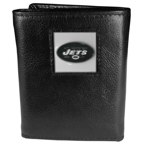 New York Jets Deluxe Leather Tri-fold Wallet in Gift Box