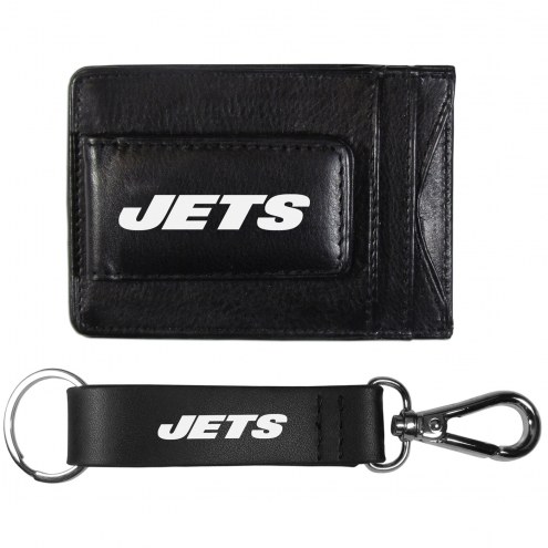 New York Jets Leather Cash & Cardholder & Strap Key Chain