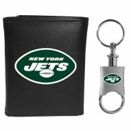 New York Jets Leather Tri-fold Wallet & Valet Key Chain