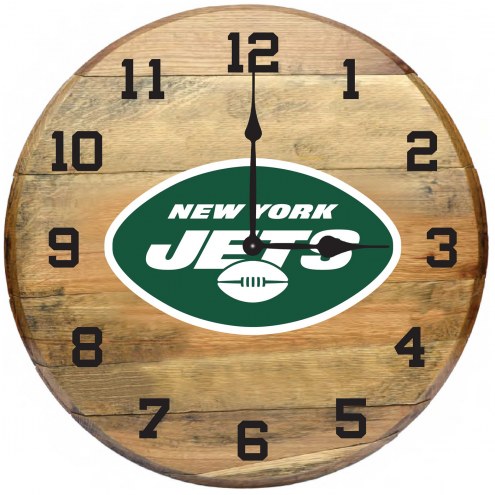 New York Jets Oak Barrel Clock