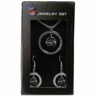 New York Jets Rhinestone Hoop Jewelry Set