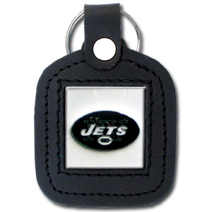 New York Jets Square Leather Key Chain
