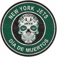 New York Jets Sugar Skull 12" Circle Sign
