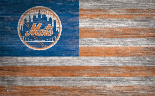 New York Mets 11&quot; x 19&quot; Distressed Flag Sign