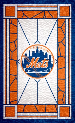 New York Mets 11&quot; x 19&quot; Stained Glass Sign