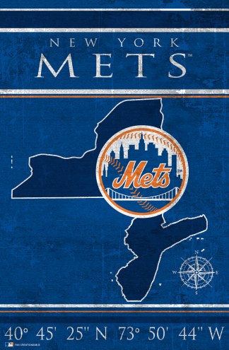 New York Mets 17&quot; x 26&quot; Coordinates Sign