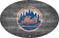 New York Mets 46" Distressed Wood Oval Sign