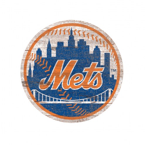 New York Mets Distressed Logo Cutout Sign