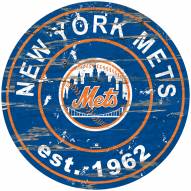 New York Mets Distressed Round Sign