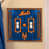 New York Mets Glass Double Switch Plate Cover