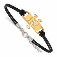New York Mets Gold Plated Sterling Silver Leather Bracelet