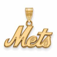 New York Mets Logo Art Sterling Silver Gold Plated Large Pendant