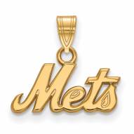 New York Mets Logo Art Sterling Silver Gold Plated Small Pendant