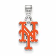 New York Mets Sterling Silver Small Enameled Pendant