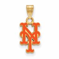 New York Mets Sterling Silver Gold Plated Small Pendant