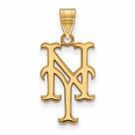 New York Mets MLB Sterling Silver Gold Plated Large Pendant