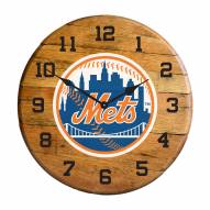 New York Mets Oak Barrel Clock