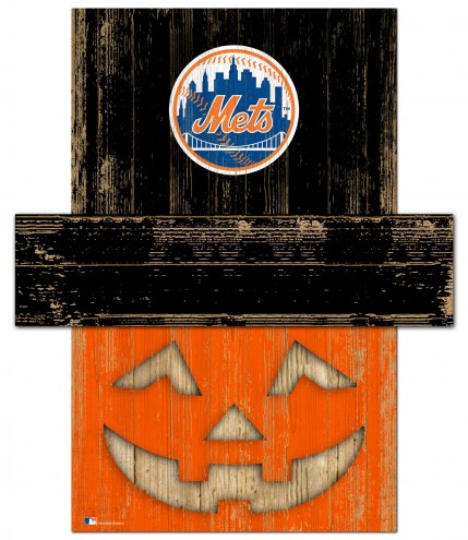 New York Mets Pumpkin Head Sign