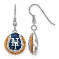 New York Mets Sterling Silver Baseball Earrings