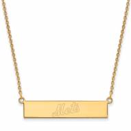 New York Mets Sterling Silver Gold Plated Bar Necklace