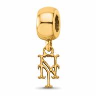New York Mets Sterling Silver Gold Plated Extra Small Dangle Bead