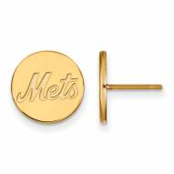 New York Mets Sterling Silver Gold Plated Small Disc Earrings