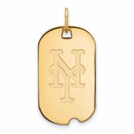 New York Mets Sterling Silver Gold Plated Small Dog Tag