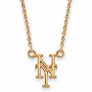 New York Mets Sterling Silver Gold Plated Small Pendant Necklace