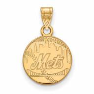 New York Mets Sterling Silver Gold Plated Small Pendant