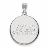 New York Mets Sterling Silver Large Disc Pendant